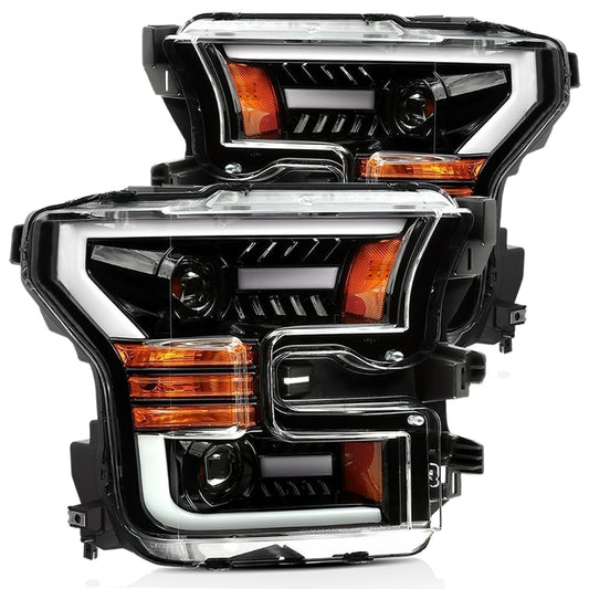 15-17 Ford F150 PRO-Series Halogen Projector Headlights Jet Black | AlphaRex