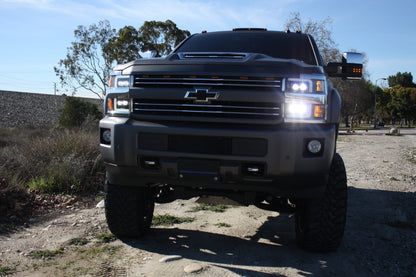 15-19 Chevrolet Silverado 2500HD/3500HD MK II NOVA-Series LED Projector Headlights Chrome | AlphaRex