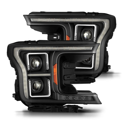 18-20 Ford F150 (MK II 14th Gen Style) LUXX-Series LED Projector Headlights Black | AlphaRex
