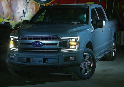 18-20 Ford F150 PRO-Series Halogen Projector Headlights Black | AlphaRex