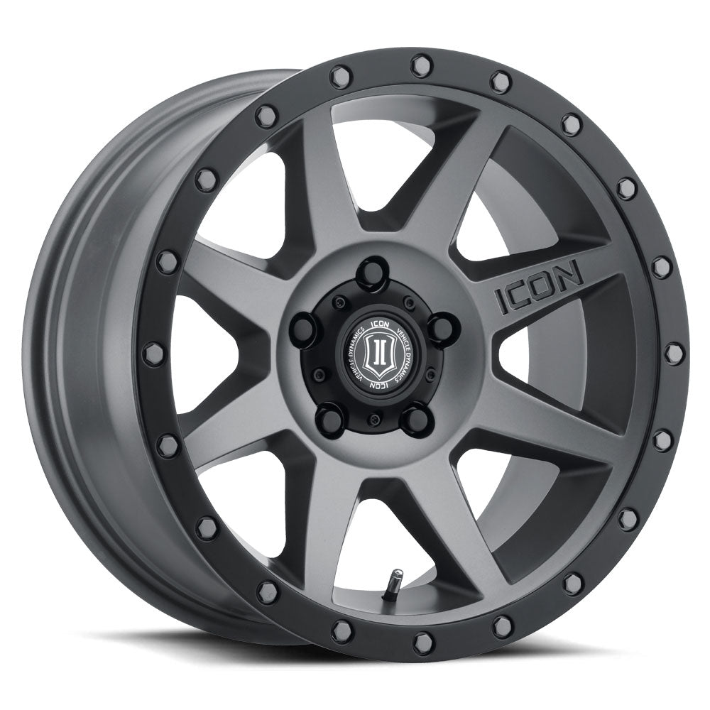 Rebound 17 X 8.5 / 5 X 4.5 / 0MM / 4.75 Inch Back Space Titanium, ICON Alloys