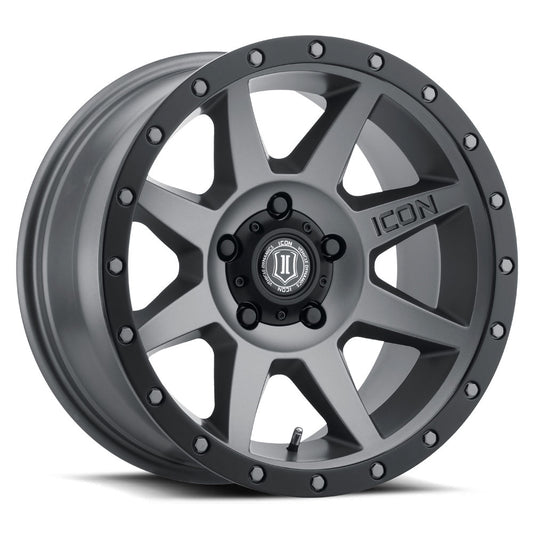 Rebound 17 X 8.5 / 5 X 4.5 / 0MM / 4.75 Inch Back Space Titanium, ICON Alloys
