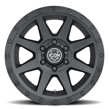 Rebound 17 X 8.5 / 5 X 5 -6MM Offset 4.5 Inch Back Space Double Black, ICON Alloys