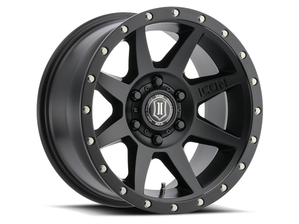 Rebound 17 X 8.5 / 6 X 5.5 / 0MM / 4.75 Inch Back Space Satin Black, ICON Alloys