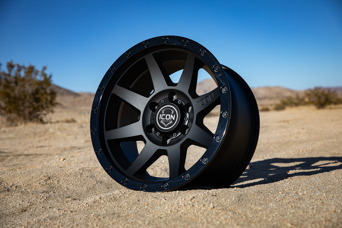Rebound 17 X 8.5 / 6 X 5.5 25MM Offset 5.75 Inch Back Space Double Black, ICON Alloys