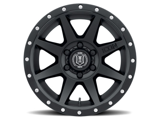 Rebound 17 X 8.5 / 6 X 5.5 / 25MM / 5.75 Inch Back Space Satin Black, ICON Alloys