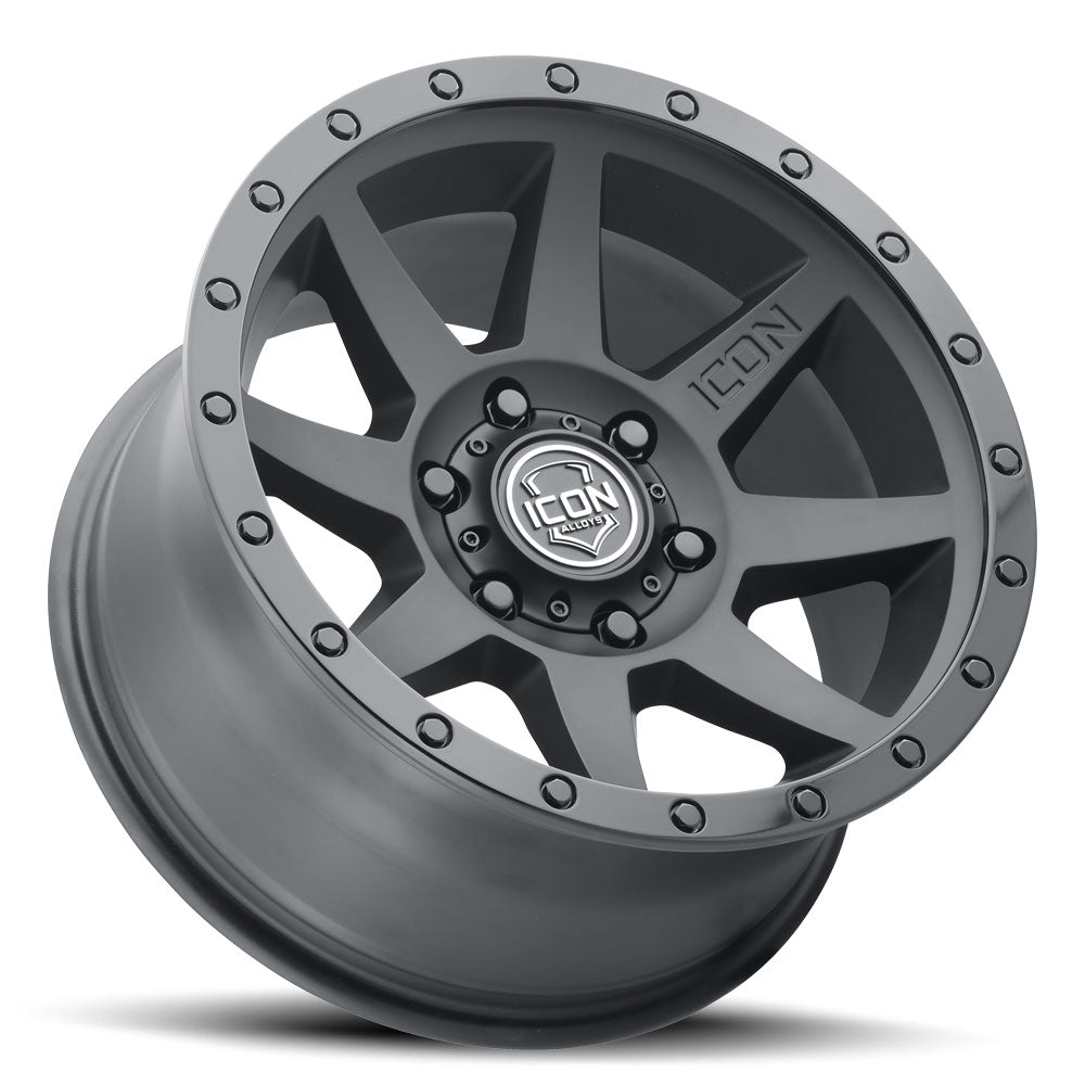 Rebound 18 X 9 / 6 X 135 6MM Offset 5.25 Inch Back Space Double Black, ICON Alloys