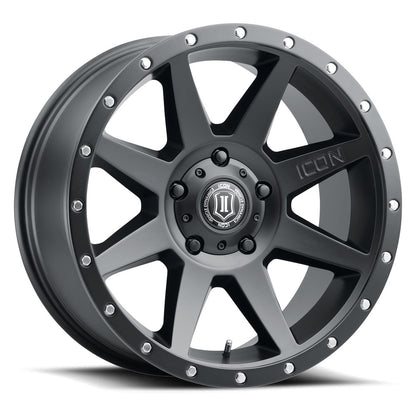 Rebound 20 X 9 / 5X5 / -12MM / 4.5 Inch Back Space Satin Black, ICON Alloys