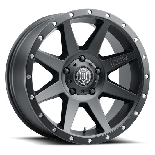 Rebound 20 X 9 / 5X5 / -12MM / 4.5 Inch Back Space Satin Black, ICON Alloys