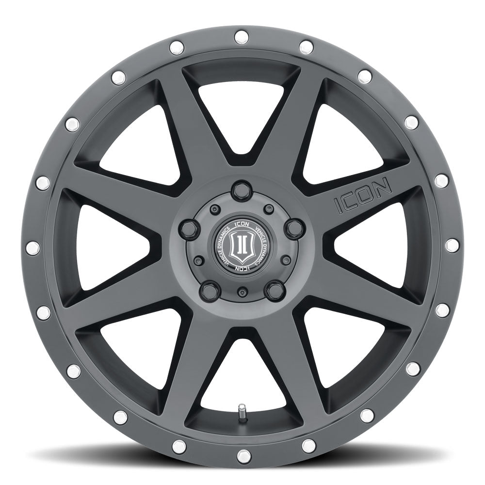 Rebound 20 X 9 / 5X5 / -12MM / 4.5 Inch Back Space Satin Black, ICON Alloys