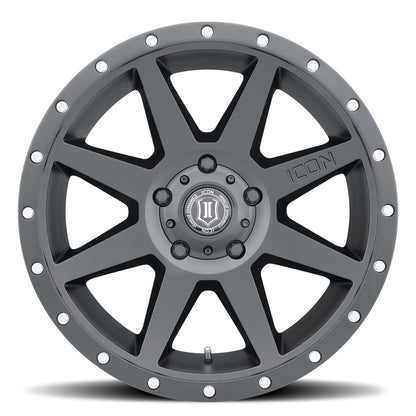 Rebound 20 X 9 / 5X5 / -12MM / 4.5 Inch Back Space Satin Black, ICON Alloys