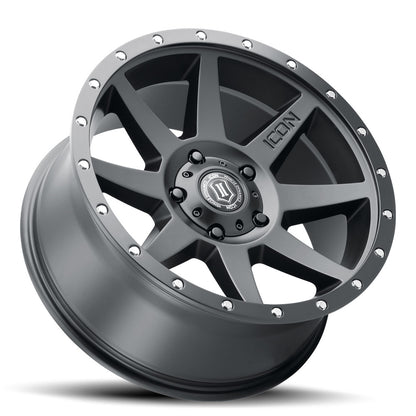 Rebound 20 X 9 / 5X5 / -12MM / 4.5 Inch Back Space Satin Black, ICON Alloys