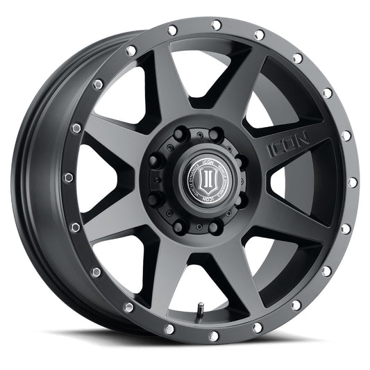 Rebound 20 X 9 / 8 X 170 6MM Offset 5.25 Inch Backspace Satin Black, ICON Alloys