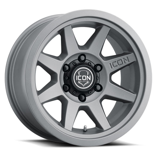 Rebound Six 17 X 8.5 / 6 X 5.5 / 0MM / 4.75 Inch Back Space Charcoal, ICON Alloys