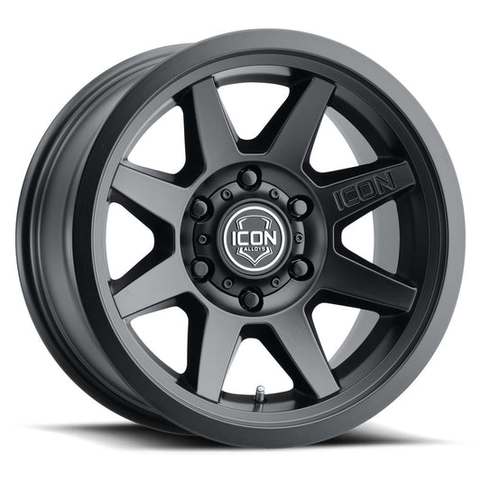 Rebound Six 17 X 8.5 / 6 X 5.5 / 0MM / 4.75 Inch Back Space Satin Black, ICON Alloys