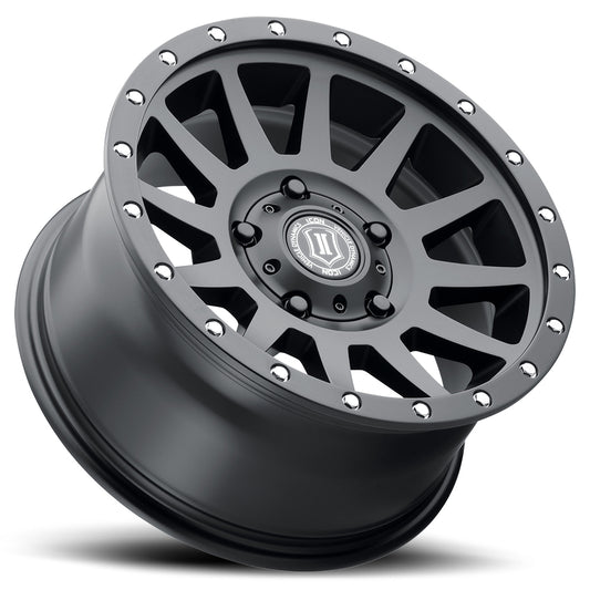 Compression 17 X 8.5 / 5 X 150 / 25MM / 5.75 Inch Back Space Satin Black, ICON Alloys
