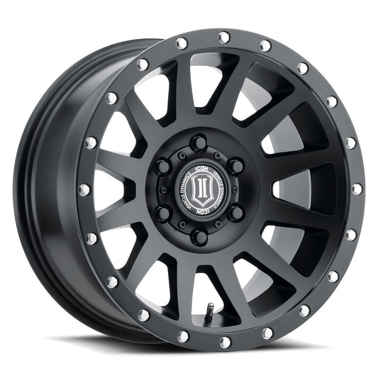 Compression 17 X 8.5 / 5 X 5 / -6MM / 4.5 Inch Back Space Satin Black, ICON Alloys
