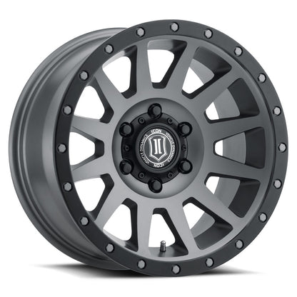 Compression 17 X 8.5 / 6 X 5.5 25MM Offset 5.75 Inch Back Space Titanium, ICON Alloys