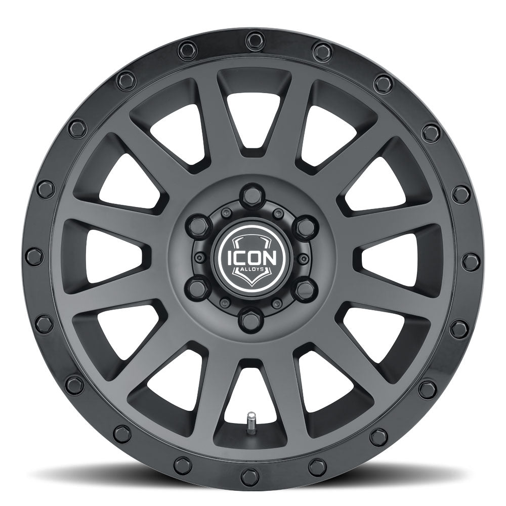 Compression 18 X 9 / 5 X 5 -12MM Offset 4.5 Inch Back Space Double Black, ICON Alloys