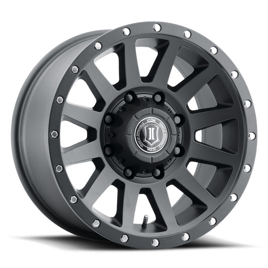 Compression HD 18 X 9 / 8 X 6.5 / 12 MM / 5.5 Inch Back Space Satin Black, ICON Alloys