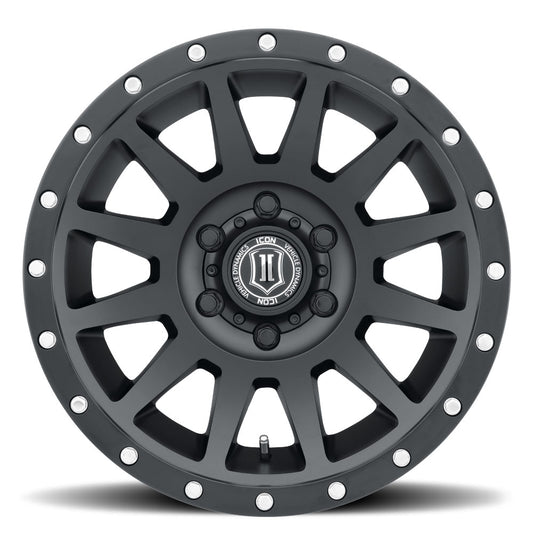 Compression 18 X 9 / 6 X 5.5 / 0 MM / 5 Inch Back Space Satin Black, ICON Alloys