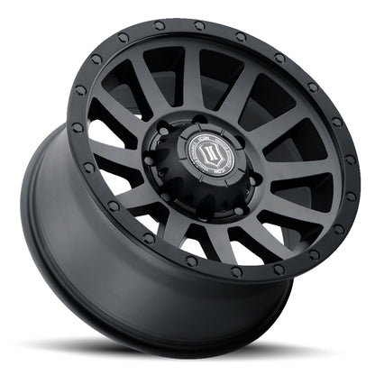 Compression HD 18 X 9 / 8 X 180 12MM Offset 5.5 Inch Backspace Double Black, ICON Alloys