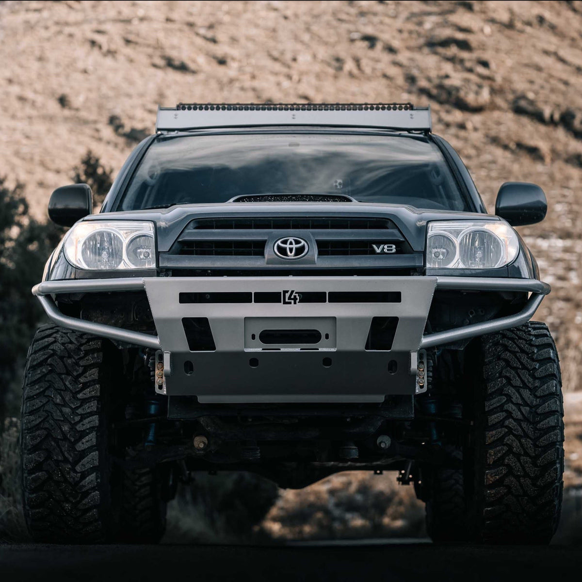4Runner Hybrid Front Bumper / 4th Gen / 2006-2009 | No Bull Bar | Hammer Black Powder Coat