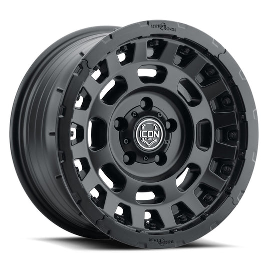 Hammer Pro 17 X 8.5 / 5 X 150 25MM Offset 5.75 Inch Back Space Satin Black, ICON Alloys