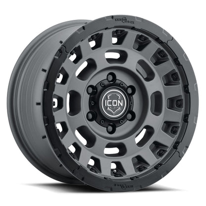 Hammer Pro 17 X 8.5 / 6 X 5.5 25MM Offset 5.75 Inch Back Space Charcoal W/ Black Ring, ICON Alloys