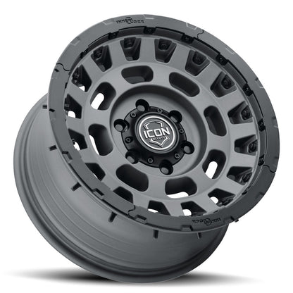 Hammer Pro 17 X 8.5 / 6 X 5.5 25MM Offset 5.75 Inch Back Space Charcoal W/ Black Ring, ICON Alloys