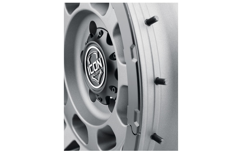 Hammer Pro 17 X 8.5 / 6 X 5.5 25MM Offset 5.75 Inch Back Space Charcoal W/ Black Ring, ICON Alloys