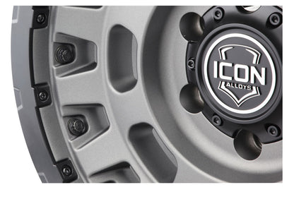 Hammer Pro 17 X 8.5 / 6 X 5.5 25MM Offset 5.75 Inch Back Space Charcoal W/ Black Ring, ICON Alloys