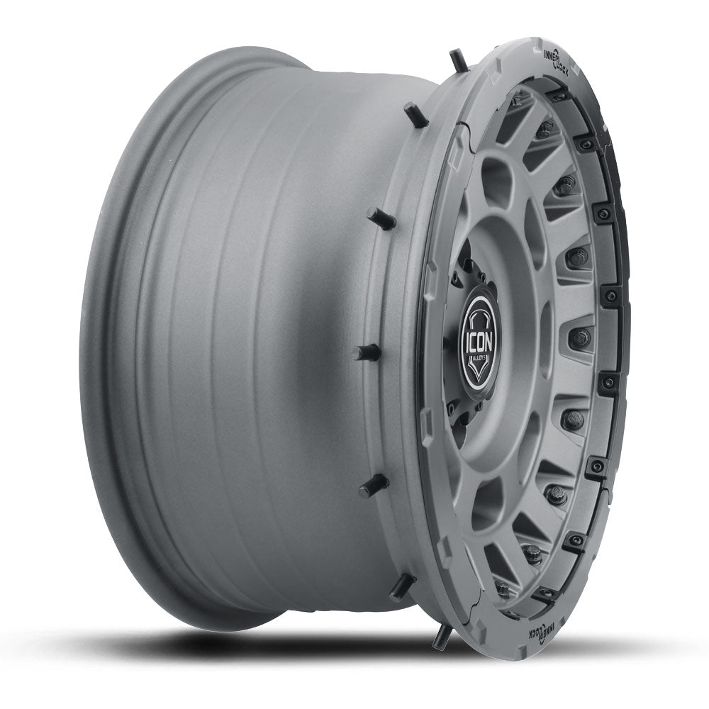 Hammer Pro 17 X 8.5 / 6 X 5.5 25MM Offset 5.75 Inch Back Space Charcoal W/ Black Ring, ICON Alloys