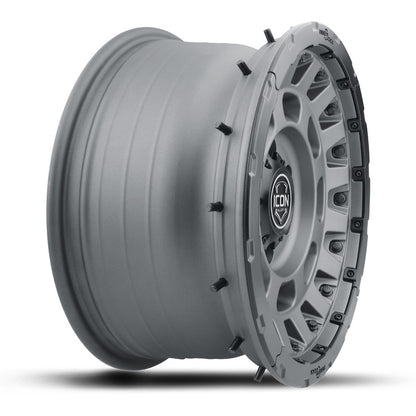 Hammer Pro 17 X 8.5 / 6 X 5.5 25MM Offset 5.75 Inch Back Space Charcoal W/ Black Ring, ICON Alloys