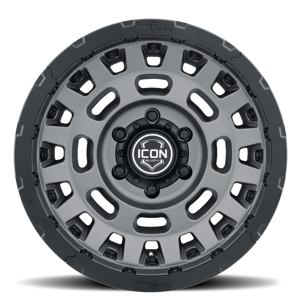 Hammer Pro 17 X 8.5 / 6 X 5.5 25MM Offset 5.75 Inch Back Space Charcoal W/ Black Ring, ICON Alloys