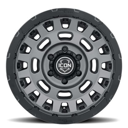 Hammer Pro 17 X 8.5 / 6 X 5.5 25MM Offset 5.75 Inch Back Space Charcoal W/ Black Ring, ICON Alloys