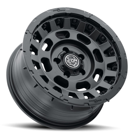 Hammer Pro 17 X 8.5 / 6 X 5.5 25MM Offset 5.75 Inch Back Space Satin Black, ICON Alloys