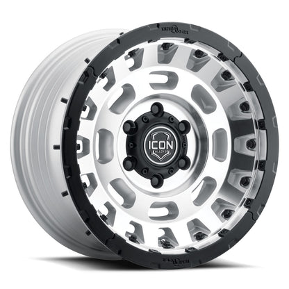 Hammer Pro 17 X 8.5 / 6 X 5.5 25MM Offset 5.75 Inch Back Space Silver Machined W/ Black Ring, ICON Alloys