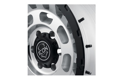 Hammer Pro 17 X 8.5 / 6 X 5.5 25MM Offset 5.75 Inch Back Space Silver Machined W/ Black Ring, ICON Alloys