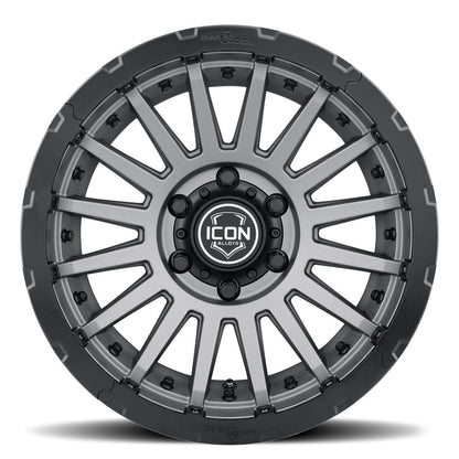 Rebound Pro 17 X 8.5 / 5 X 150 25MM Offset 5.75 Inch Back Space Charcoal W/ Black Ring, ICON Alloys