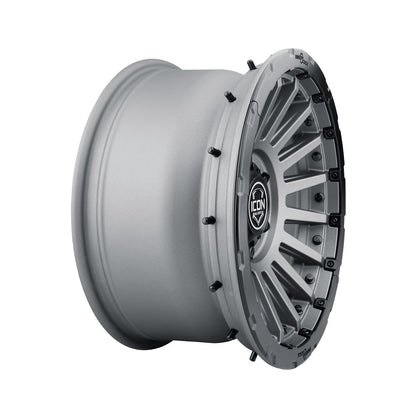 Rebound Pro 17 X 8.5 / 8 X 6.5 13MM Offset 5.25 Inch Back Space Charcoal W/ Black Ring, ICON Alloys