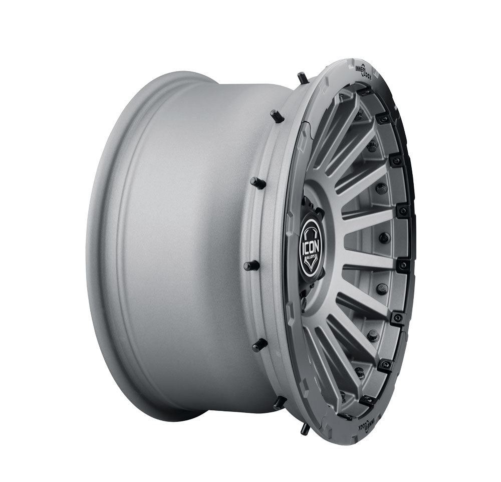 Rebound Pro 17 X 8.5 / 6 X 5.5 25MM Offset 5.75 Inch Back Space Charcoal W/ Black Ring, ICON Alloys