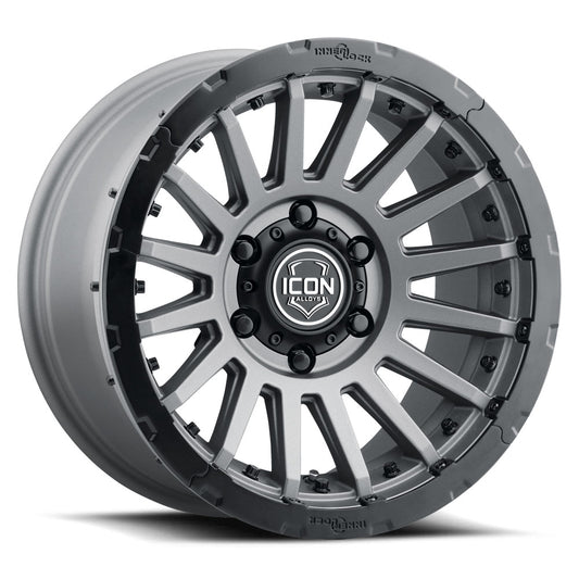 Rebound Pro 18 X 9 / 6 X 5.5 25MM Offset Charcoal W/ Black Ring, ICON Alloys