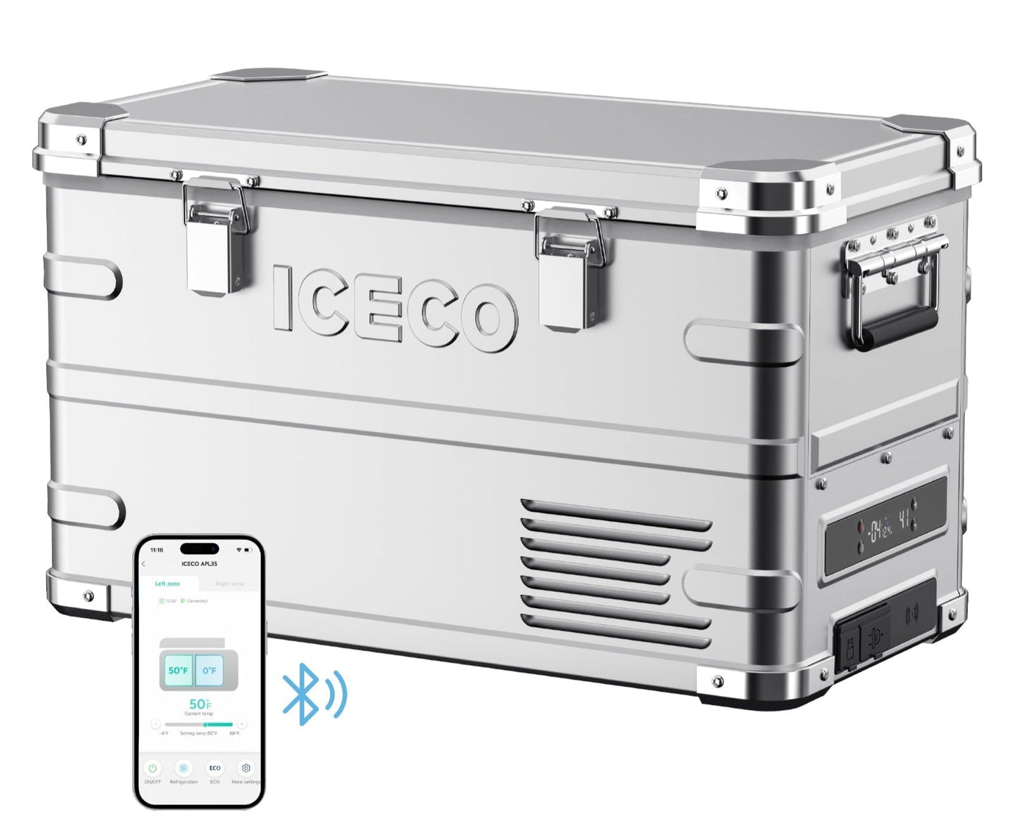 APL35 Dual Zone Aluminum Silver Fridge | ICECO | 35 LT