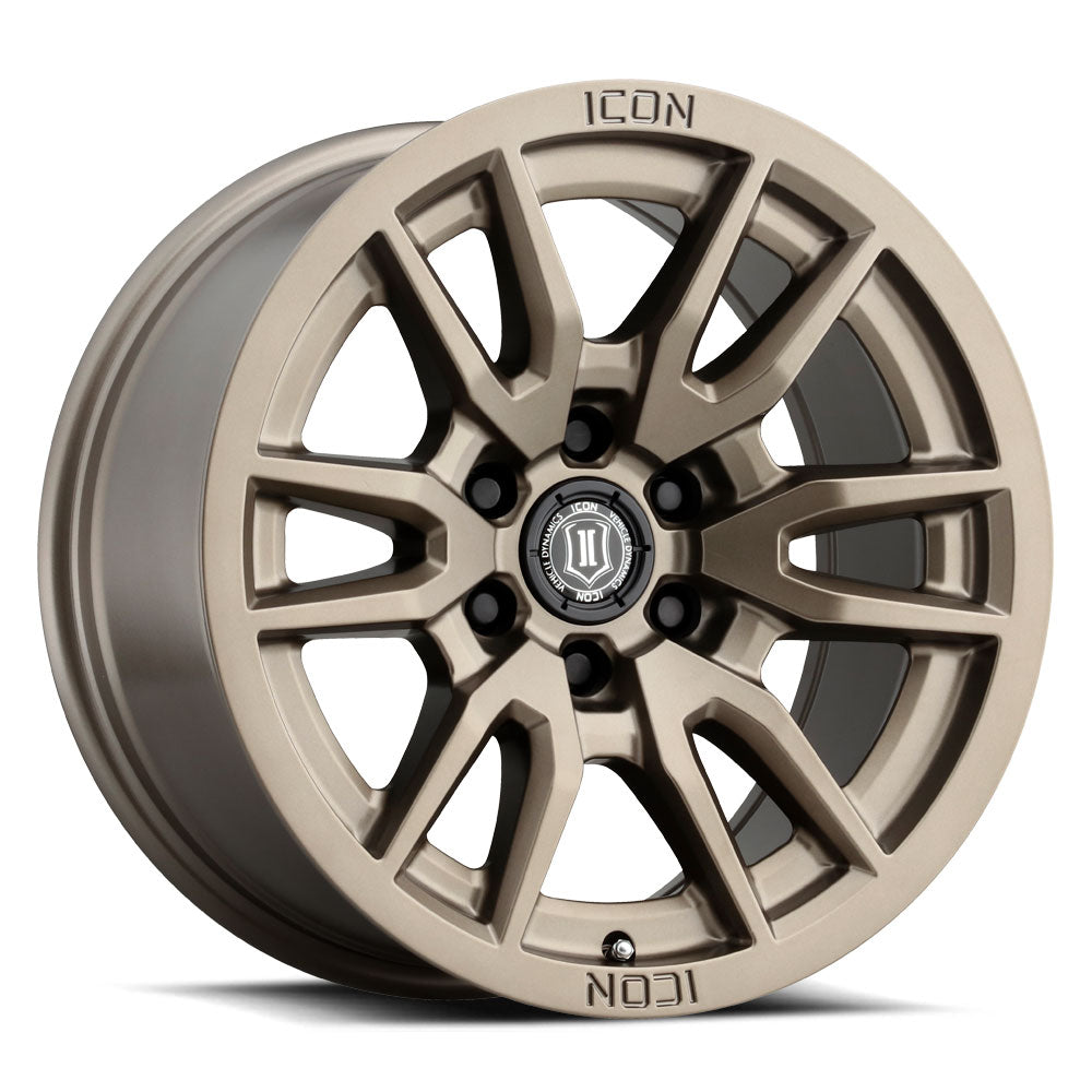 Vector 6 17 X 8.5 / 6 X 5.5 25MM Offset 5.75 Inch Back Space Bronze, ICON Alloys