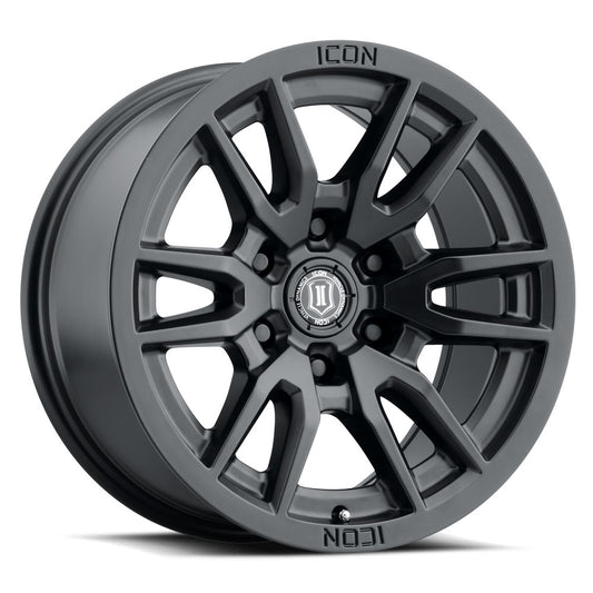 Vector 6 17 X 8.5 / 6 X 5.5 / 25MM / 5.75 Inch Back Space Satin Black, ICON Alloys