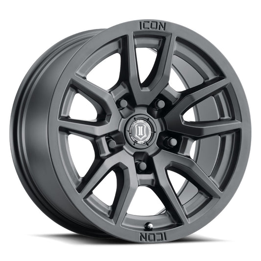 Rebound 17 X 8.5 / 5 X 5 / -6MM / 4.5 Inch Back Space Satin Black, ICON Alloys