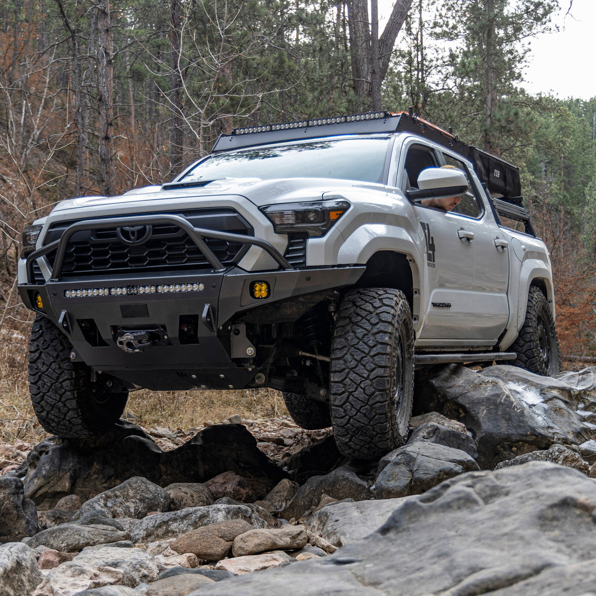 Tacoma Overland Front Bumper / 4th Gen / 2024+ | Low Bull Bar  | Hammer Black Powder Coat