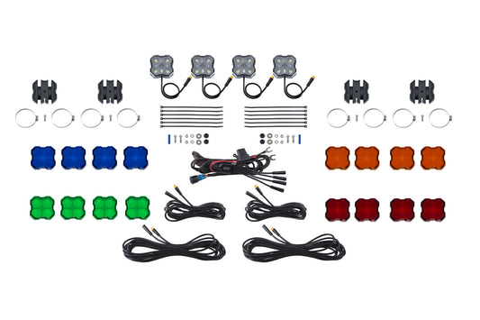 Stage Series SXS Rock Light Installed Kit  White Diffused M8 (4-pack)