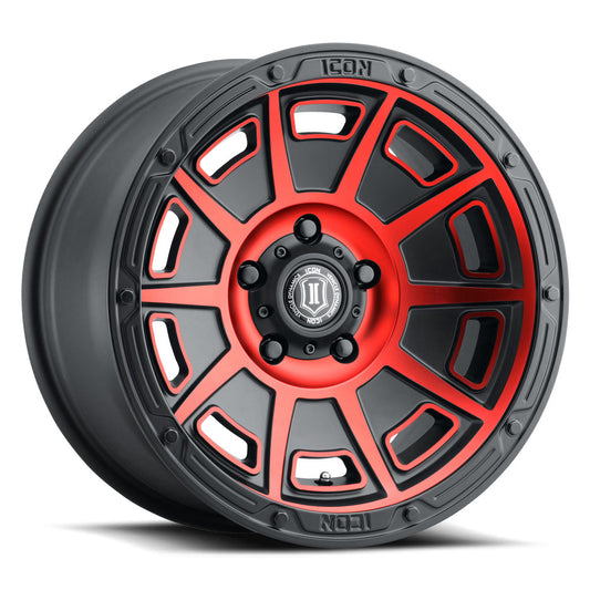 Victory 17 X 8.5 / 6X5.5 / 0MM / 4.75 Inch Back Space Satin Black W/ Red Tint, ICON Alloys